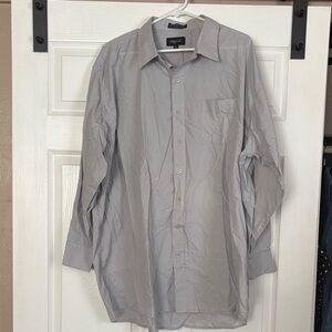 Omega Men's Casual Button-Down Shirt in Light Gray